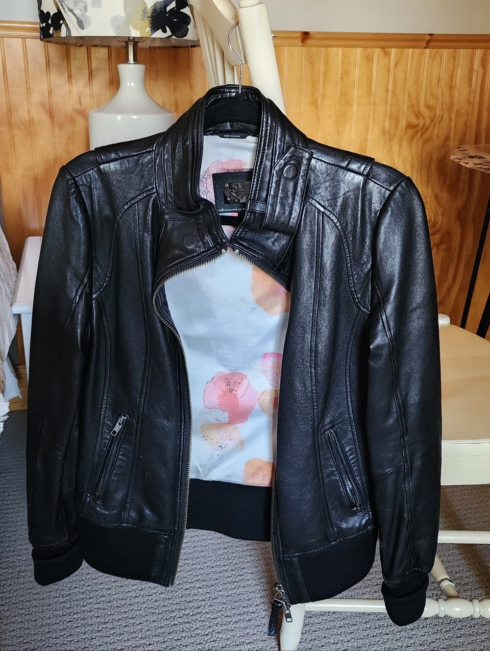 Mackage Black Leather Women's Bomber Jacket